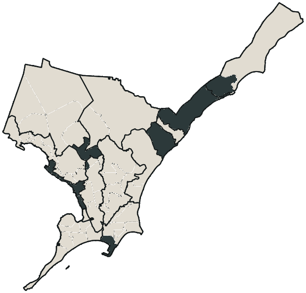 Mapa de Maceió com o partido mais votado em cada bairro para Governador, 2026
