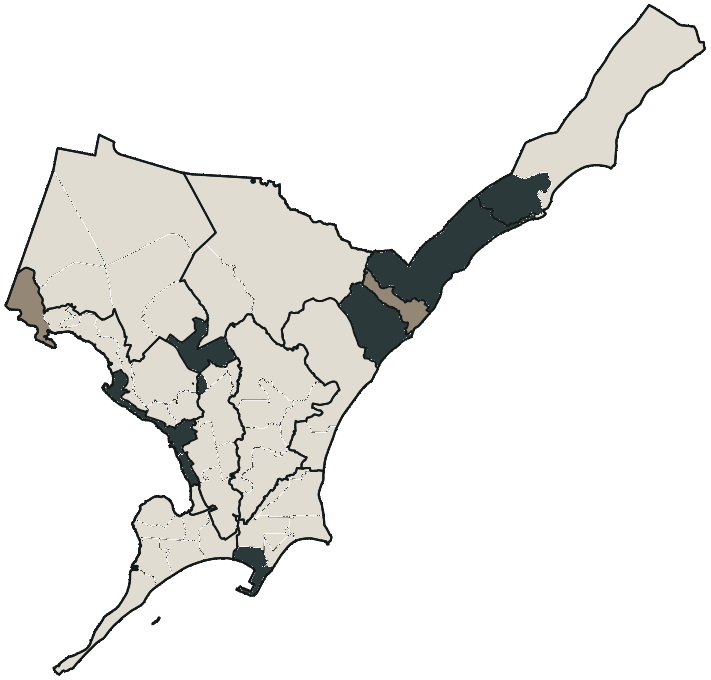 Mapa de Maceió com o candidato a presidente mais votado em cada bairro, 2026