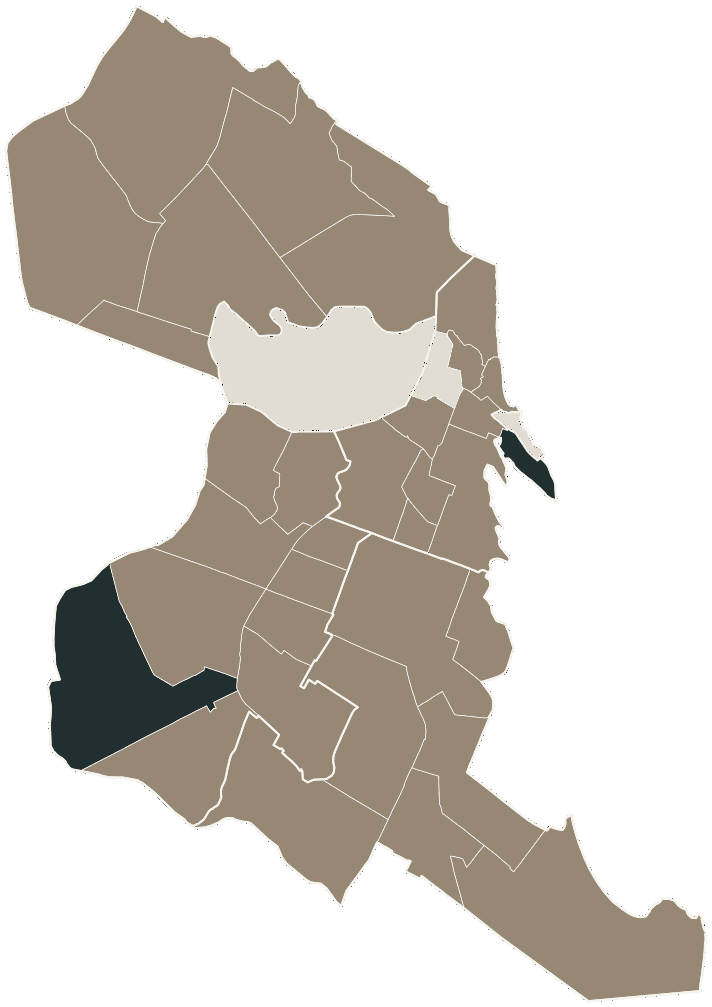 Mapa de Natal com o candidato a presidente mais votado em cada bairro, 2018