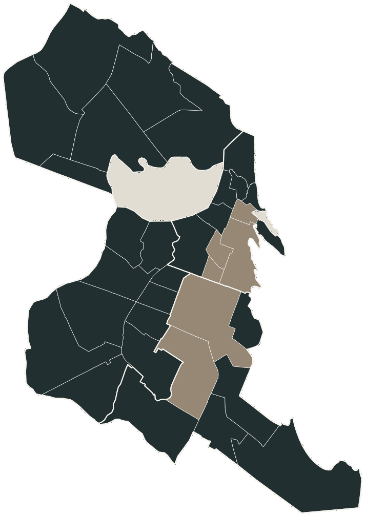 Mapa de Natal com o candidato a presidente mais votado em cada bairro, 2022