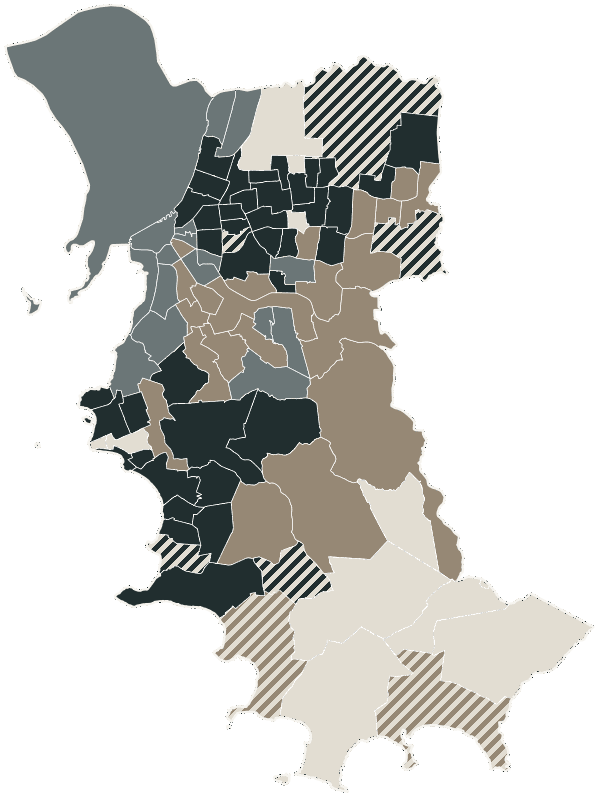 Mapa de Porto Alegre com o partido mais votado em cada bairro para Deputado estadual, 2026