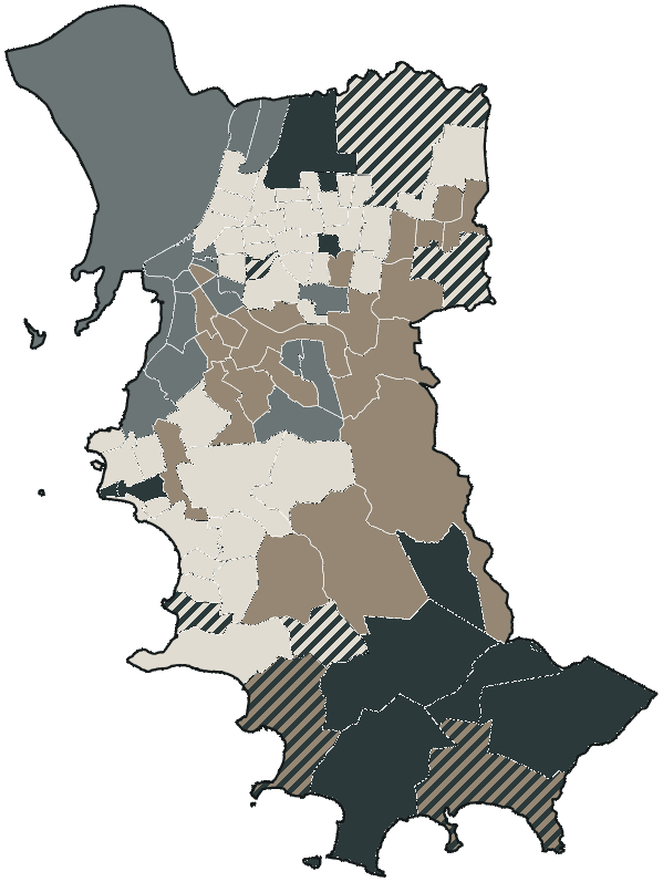 Mapa de Porto Alegre com o partido mais votado em cada bairro para Deputado estadual, 2026