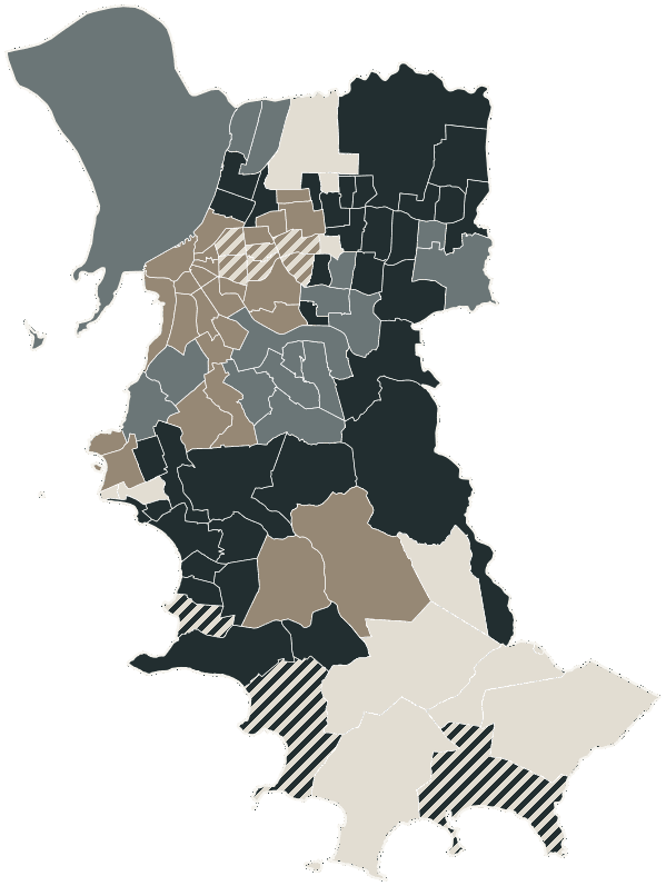 Mapa de Porto Alegre com o partido mais votado em cada bairro para Deputado federal, 2026