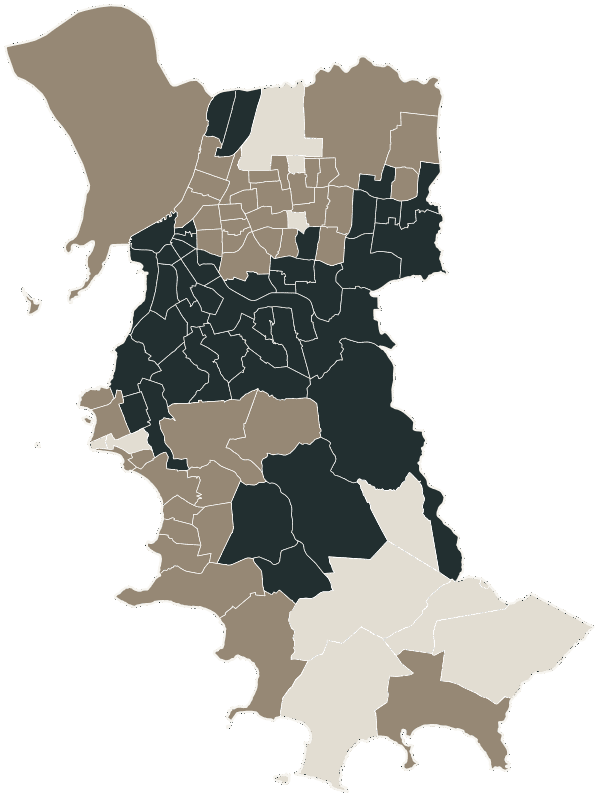 Mapa de Porto Alegre com o partido mais votado em cada bairro para Governador, 2026