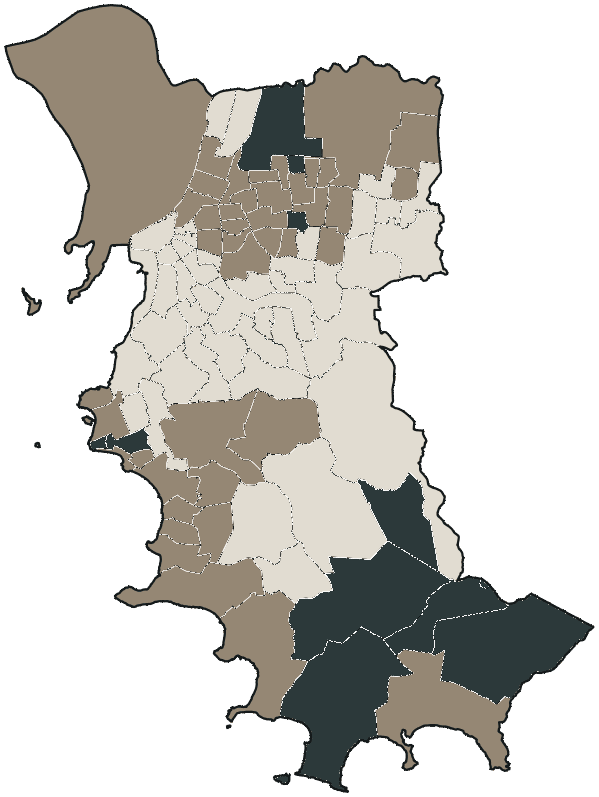Mapa de Porto Alegre com o partido mais votado em cada bairro para Governador, 2026