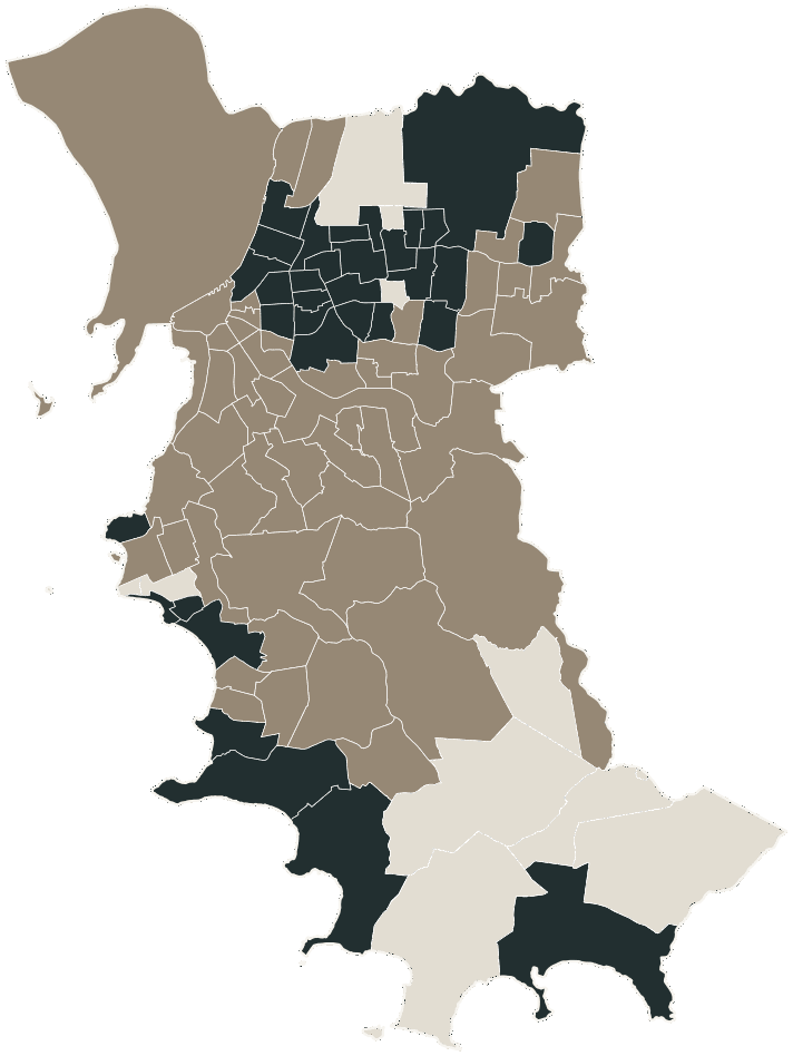 Mapa de Porto Alegre com o candidato a presidente mais votado em cada bairro, 2026