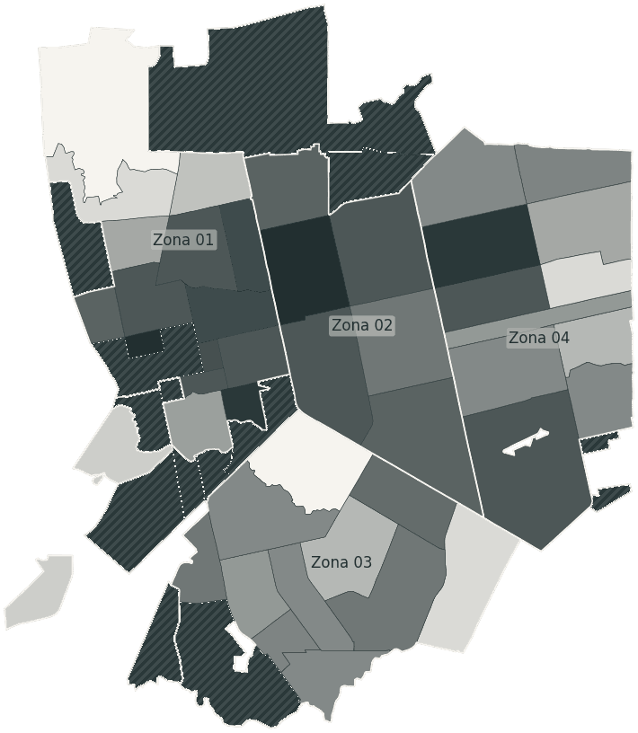 Mapa de Porto Velho com o percentual de brancos e nulos para presidente por bairro em 2026