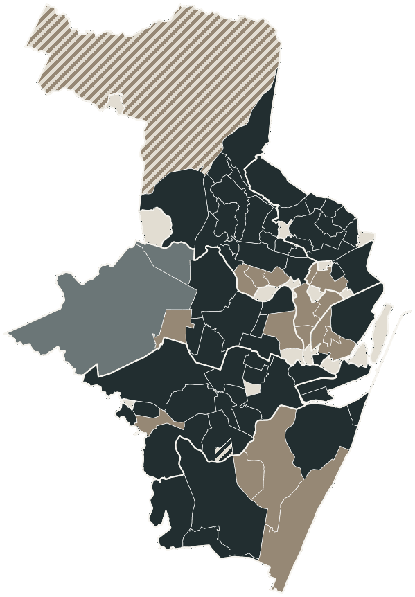 Mapa de Recife com o partido mais votado em cada bairro para Deputado estadual, 2026