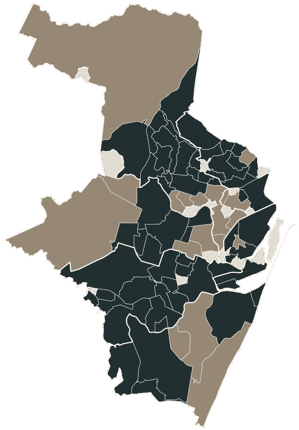 Mapa de Recife com o partido mais votado em cada bairro para Governador, 2026
