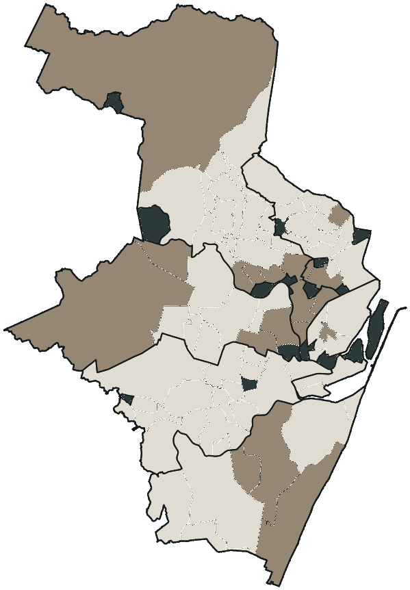 Mapa de Recife com o partido mais votado em cada bairro para Governador, 2026