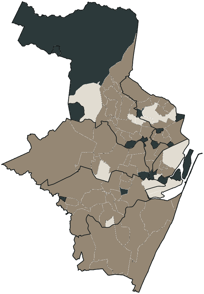 Mapa de Recife com o candidato a presidente mais votado em cada bairro, 2018