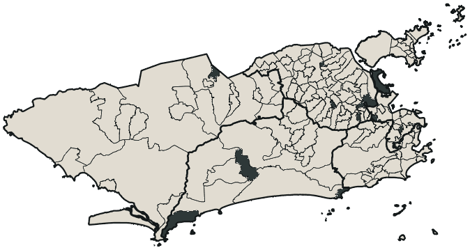 Mapa de Rio de Janeiro com o candidato a presidente mais votado em cada bairro, 2018