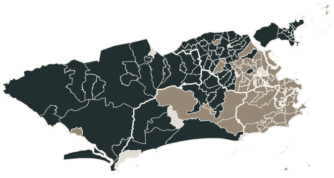 Mapa de Rio de Janeiro com o candidato a presidente mais votado em cada bairro, 2022