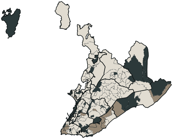 Mapa de Salvador com o candidato a presidente mais votado em cada bairro, 2018