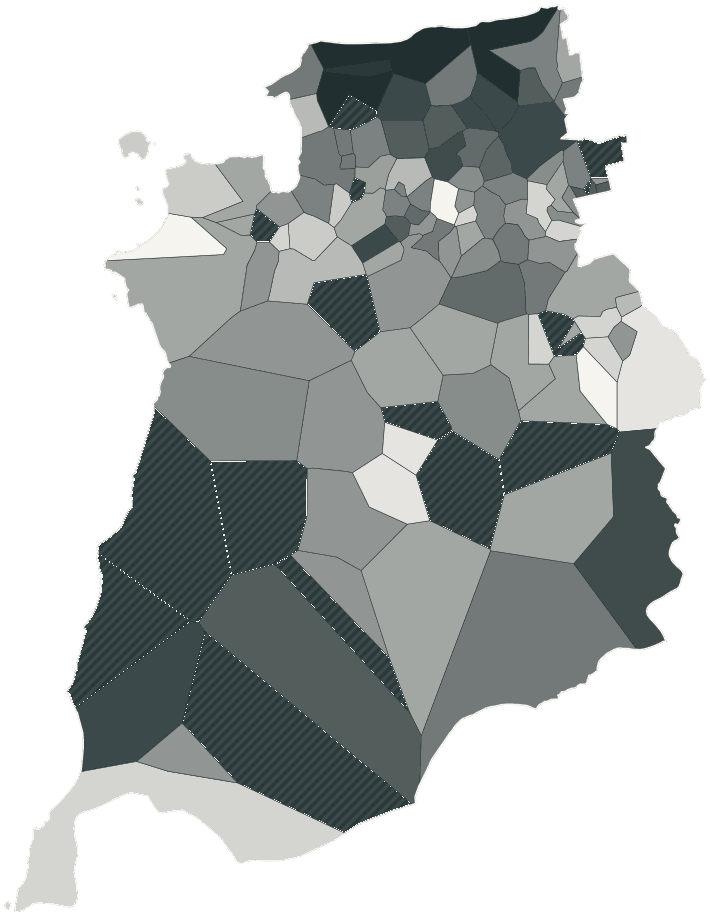 Mapa de São Luís com o percentual de brancos e nulos para presidente por bairro em 2026