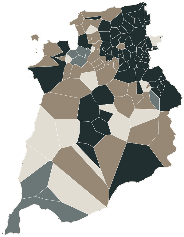 Mapa de São Luís com o partido mais votado em cada bairro para Deputado estadual, 2026