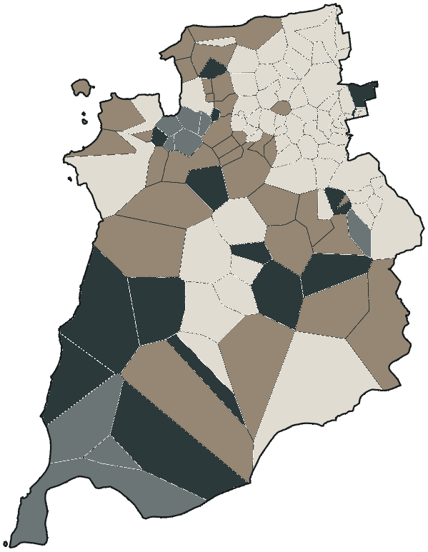 Mapa de São Luís com o partido mais votado em cada bairro para Deputado estadual, 2026