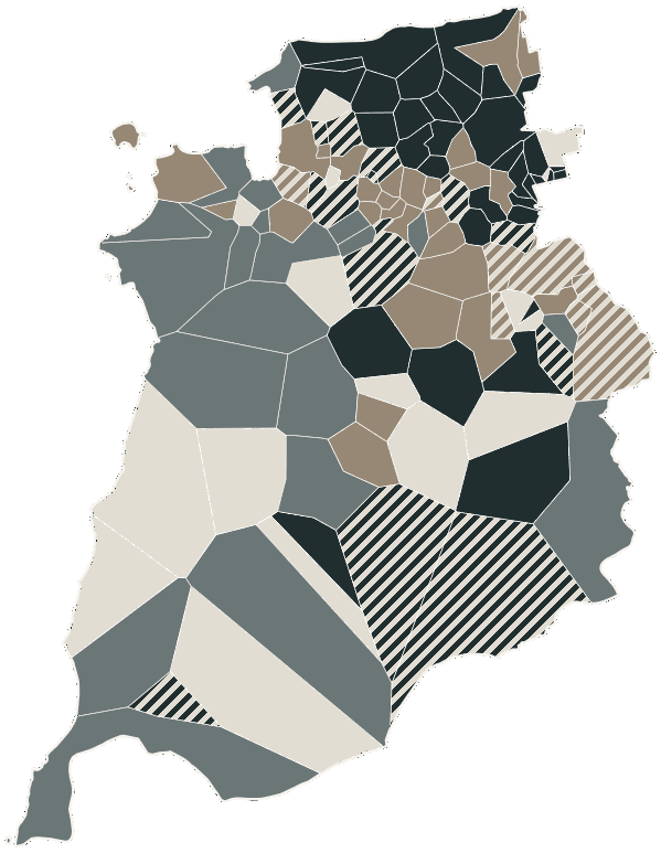 Mapa de São Luís com o partido mais votado em cada bairro para Deputado federal, 2026