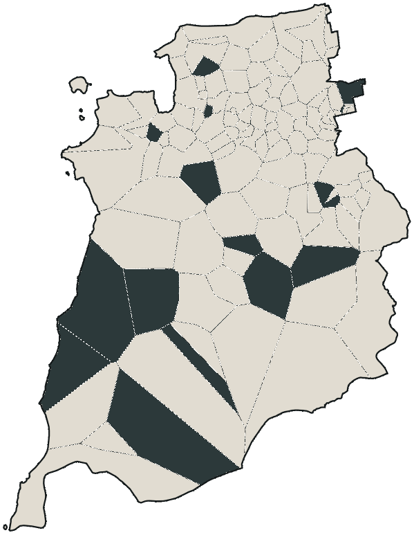 Mapa de São Luís com o partido mais votado em cada bairro para Governador, 2026