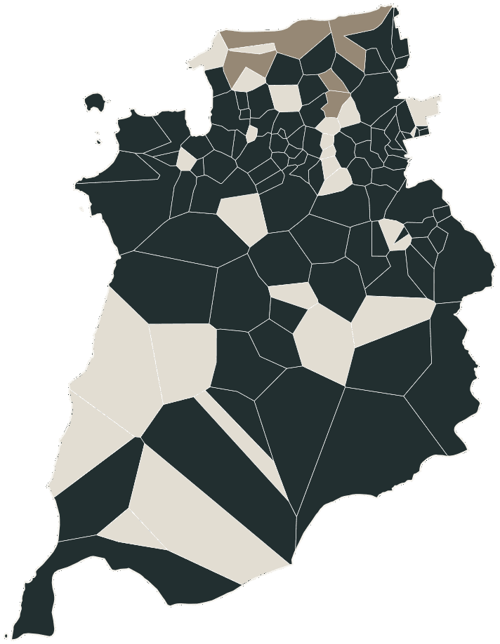 Mapa de São Luís com o candidato a presidente mais votado em cada bairro, 2022
