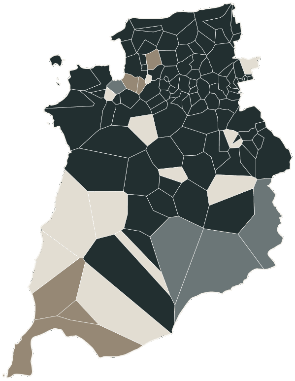 Mapa de São Luís com o partido mais votado em cada bairro para Senado (2 vagas), 2026