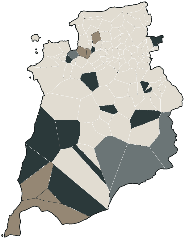 Mapa de São Luís com o partido mais votado em cada bairro para Senado (2 vagas), 2026