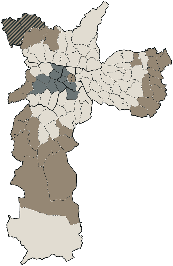 Mapa de São Paulo com o partido mais votado em cada distrito para Deputado estadual, 2026