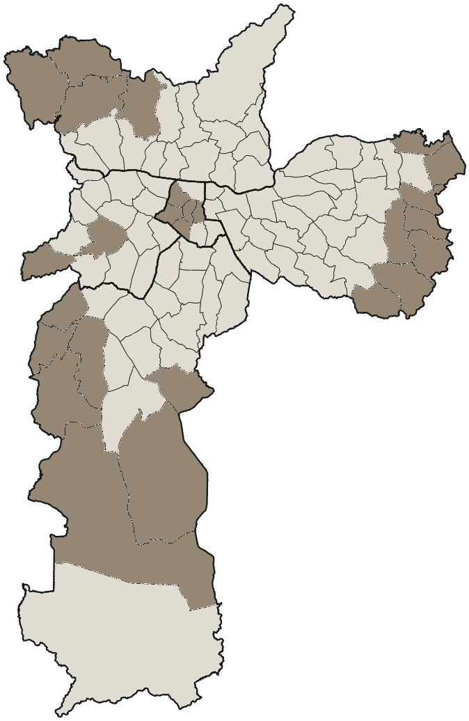 Mapa de São Paulo com o partido mais votado em cada distrito para Governador, 2026