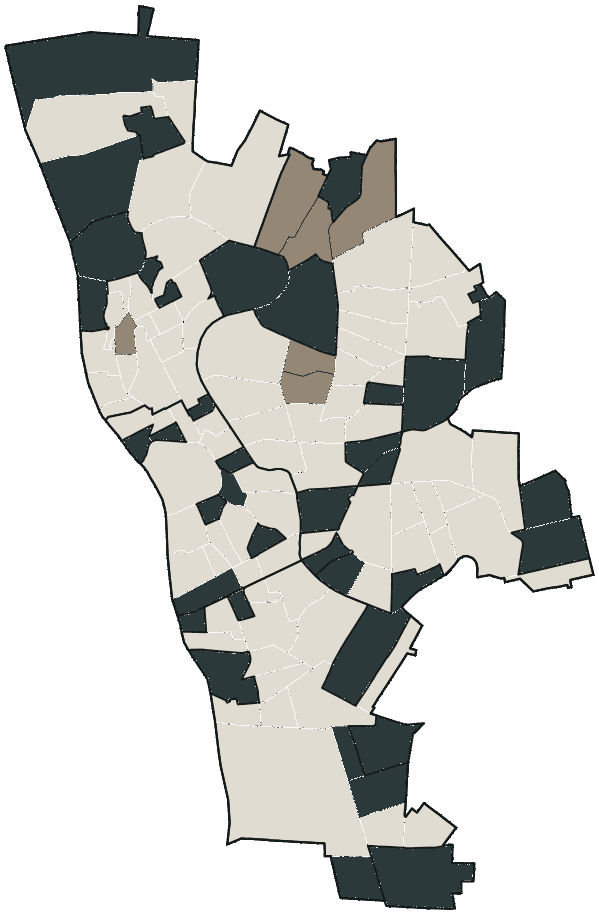 Mapa de Teresina com o partido mais votado em cada bairro para Deputado estadual, 2026