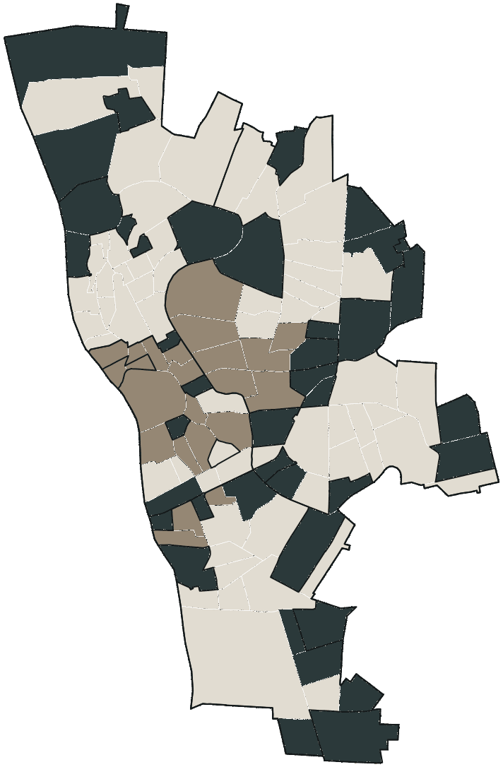 Mapa de Teresina com o candidato a presidente mais votado em cada bairro, 2018