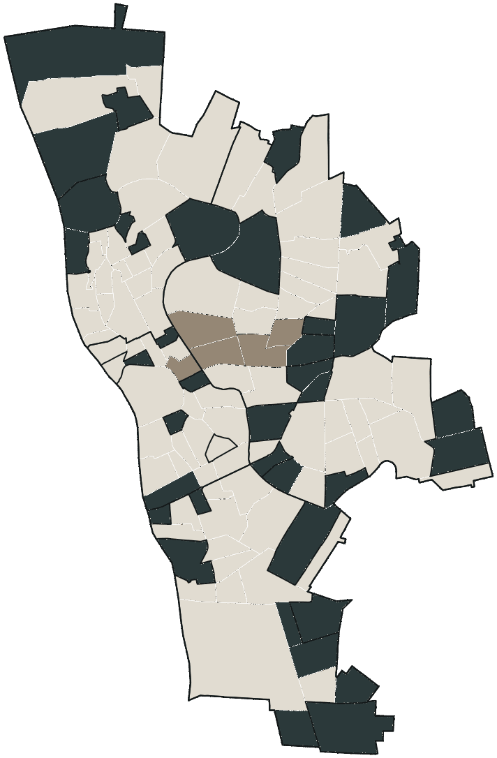 Mapa de Teresina com o candidato a presidente mais votado em cada bairro, 2022
