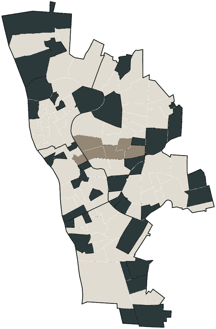 Mapa de Teresina com o candidato a presidente mais votado em cada bairro, 2026