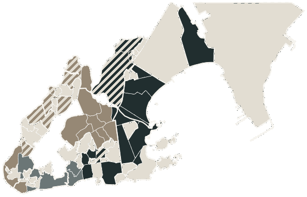 Mapa de Vitória com o partido mais votado em cada bairro para Deputado estadual, 2026
