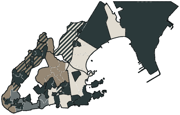 Mapa de Vitória com o partido mais votado em cada bairro para Deputado estadual, 2026