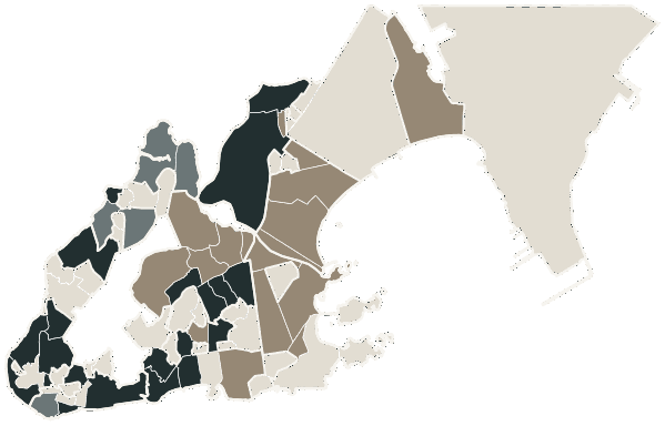 Mapa de Vitória com o partido mais votado em cada bairro para Deputado federal, 2026
