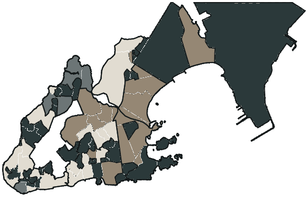 Mapa de Vitória com o partido mais votado em cada bairro para Deputado federal, 2026
