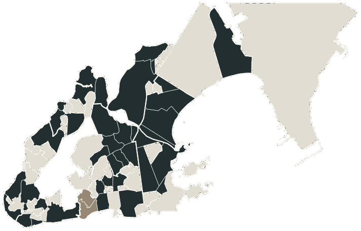 Mapa de Vitória com o candidato a presidente mais votado em cada bairro, 2018