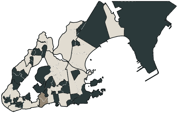 Mapa de Vitória com o candidato a presidente mais votado em cada bairro, 2018