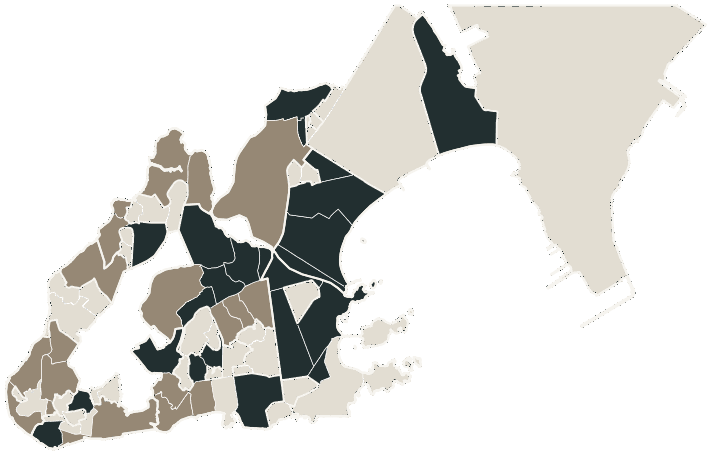 Mapa de Vitória com o candidato a presidente mais votado em cada bairro, 2022