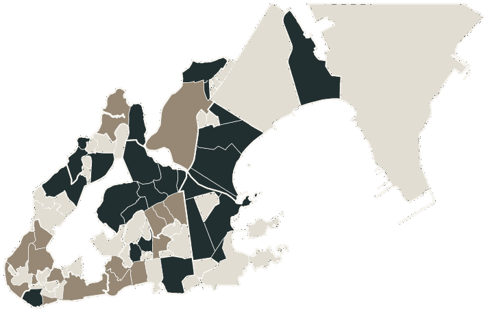 Mapa de Vitória com o candidato a presidente mais votado em cada bairro, 2026