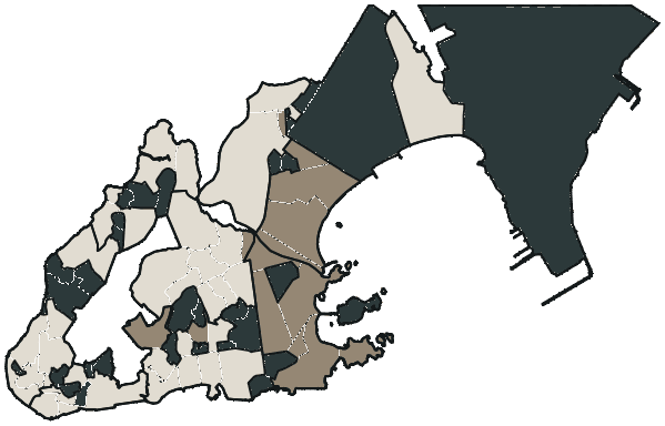 Mapa de Vitória com o partido mais votado em cada bairro para Senado (2 vagas), 2026